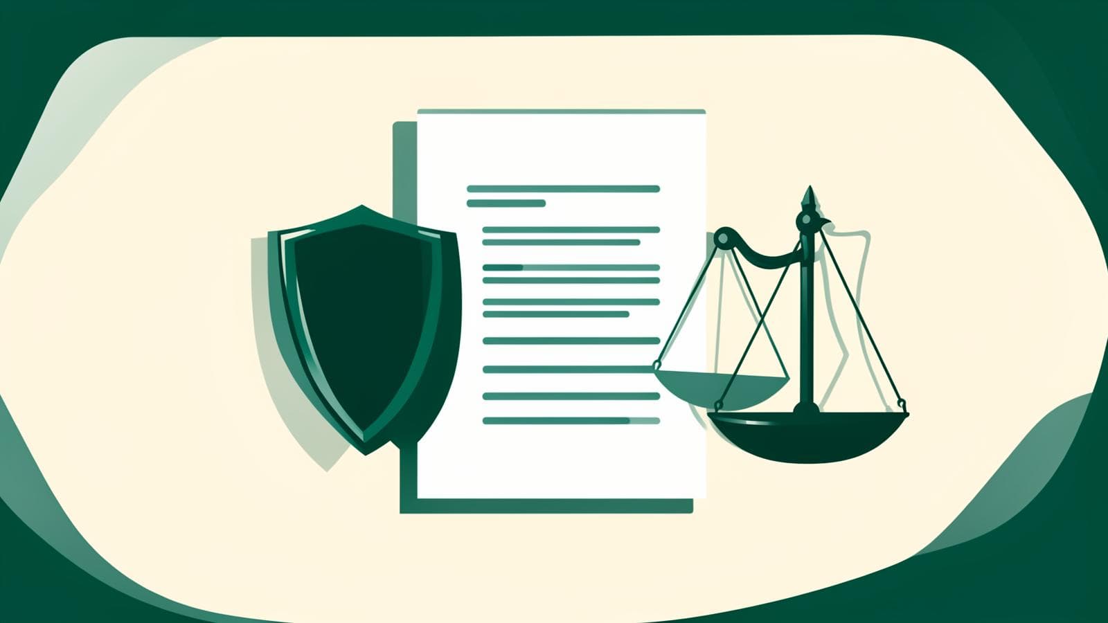Illustration of a document with a shield and scales